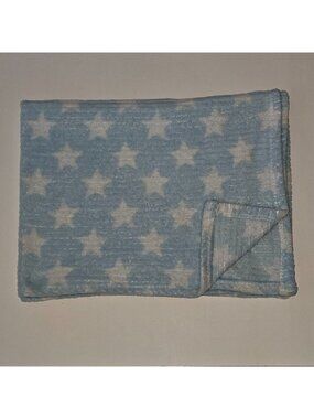 Nuby Blue White Stars Ribbed Fleece Baby Blanket 26" x 35"